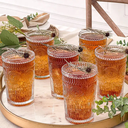 13 Oz. Vintage Textured Drinking Glasses ( 6 pcs)
