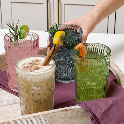 13 Oz. Vintage Textured Drinking Glasses ( 6 pcs)