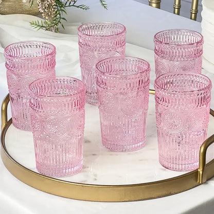 13 Oz. Vintage Textured Drinking Glasses ( 6 pcs)