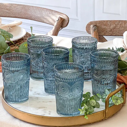 13 Oz. Vintage Textured Drinking Glasses ( 6 pcs)