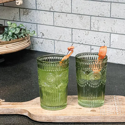 13 Oz. Vintage Textured Drinking Glasses ( 6 pcs)