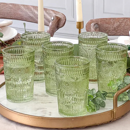 13 Oz. Vintage Textured Drinking Glasses ( 6 pcs)