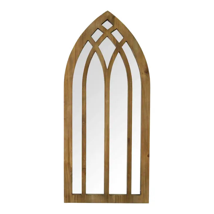 36” Gothic Inspired Arch Wood Wall Mirror