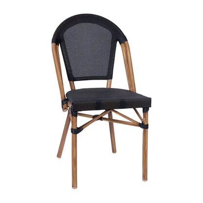 Black French Bistro Stacking Chair Black/Natural Frame