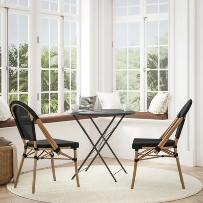 Black French Bistro Stacking Chair Black/Natural Frame