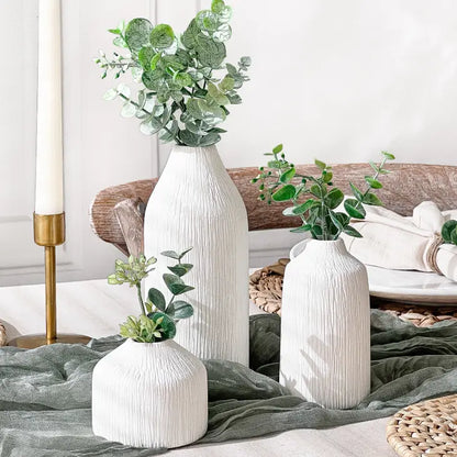 Boho Ceramic Bud Vase- White ( Set of 3)