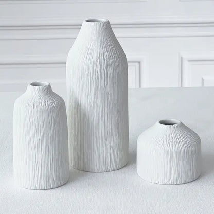 Boho Ceramic Bud Vase- White ( Set of 3)