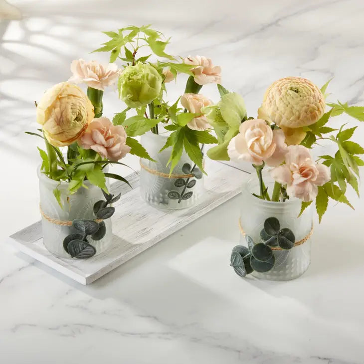 4-piece Frosted Votive & Tray Set