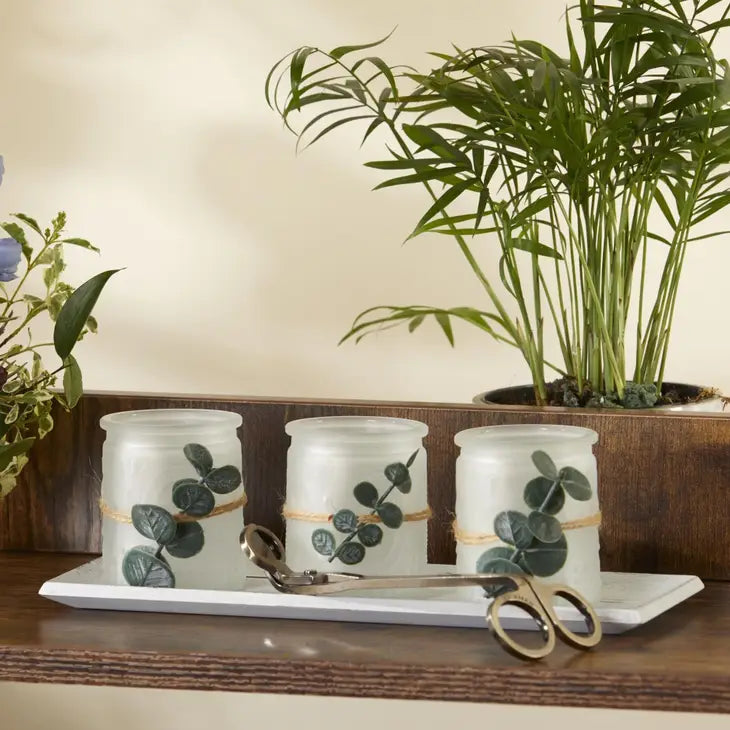 4-piece Frosted Votive & Tray Set