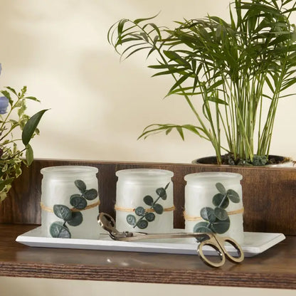 4-piece Frosted Votive & Tray Set