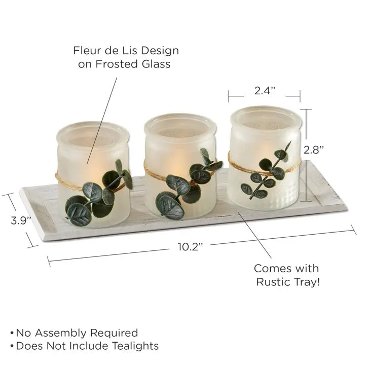 4-piece Frosted Votive & Tray Set