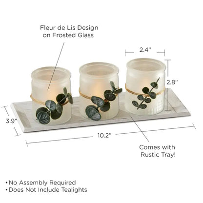 4-piece Frosted Votive & Tray Set