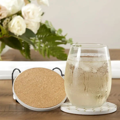 Modern Geo Ceramic Coaster with Holder (Set of 6)
